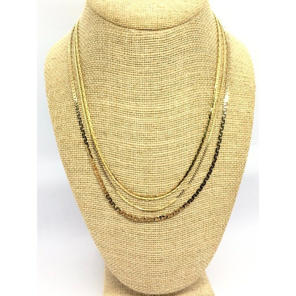 VINTAGE AMBASSADOR NECKLACE Gold Tone Herringbone Chain Bracelet Lot Set